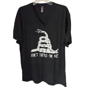Next Level "DON"T TREAD ON ME " Charcoal Gray V Neck Cotton Blend Tee Size XL
